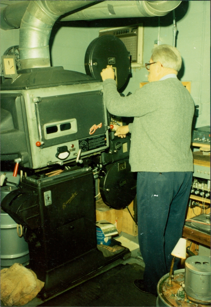 William Beck operating the projectors in the 1970's.